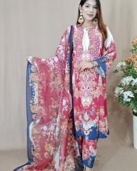 Pink Floral Printed Three Piece Set