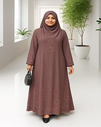Mauve Burka with Intricate Floral Embroidery