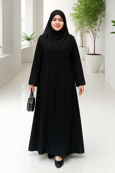 Black Burka with Subtle Beadwork