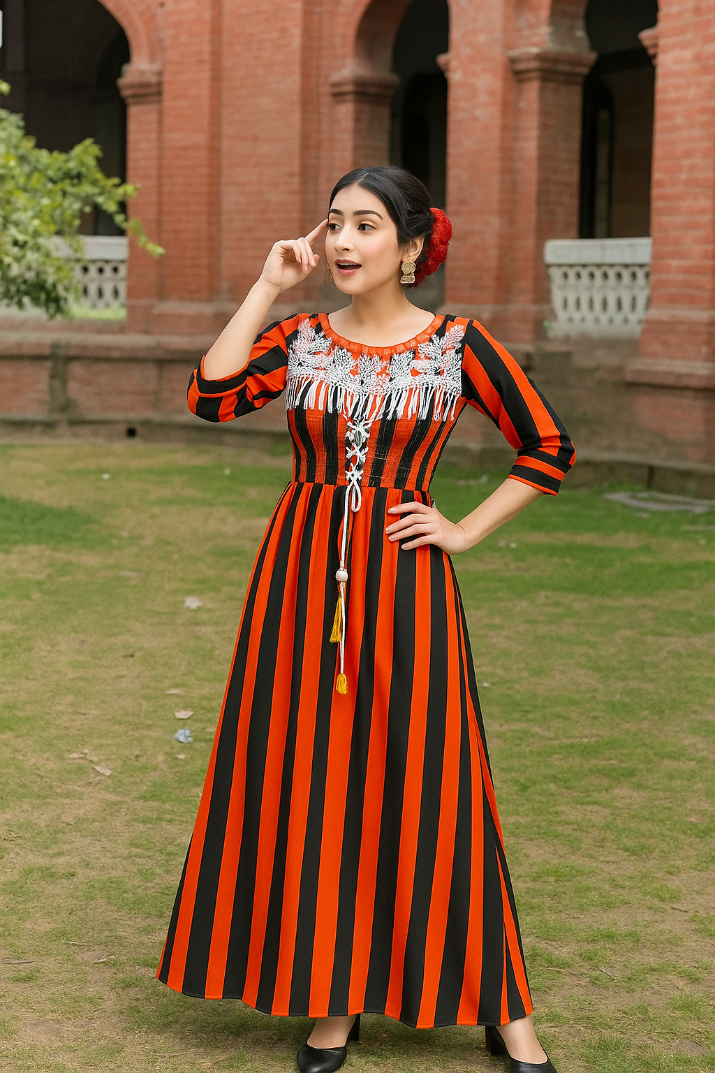 রয়্যাল স্ট্রাইপ কটন গাউন