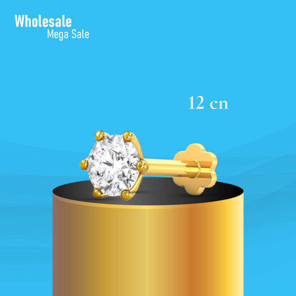 Diamond Cut One Stone Nose Pin -12cn