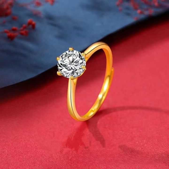 24k Gold Water Drop One Stone Simple Finger Rings