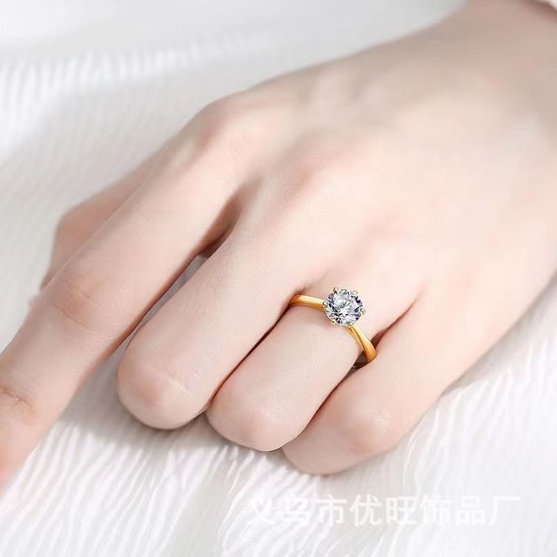 24k Gold Water Drop One Stone Simple Finger Rings