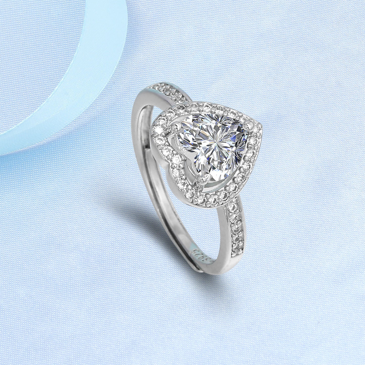 925 Silver Plate Female Mossanite Simple Love Ring