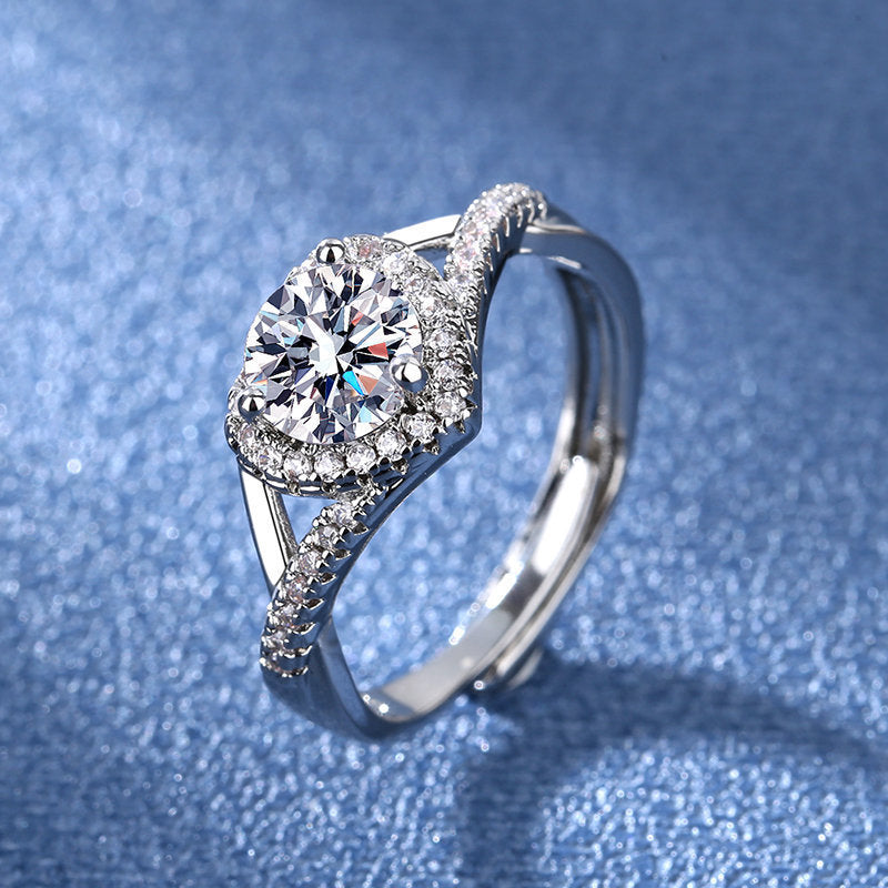 925 sterling Silver Plated Proposal Diamond Cut Ring