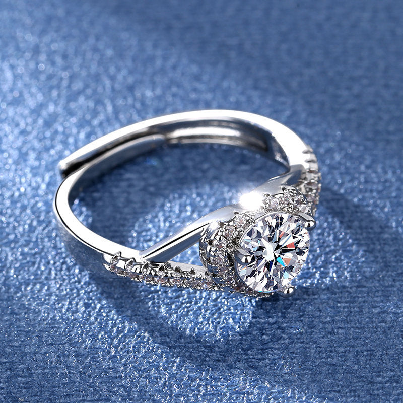 925 sterling Silver Plated Proposal Diamond Cut Ring