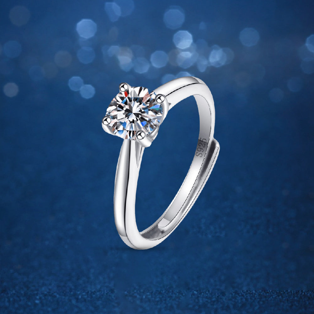 Classic Four Claw S925 Silver Plated Simulation Diamond Cut Woman Ring
