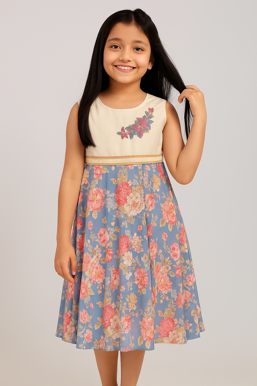 Blue ফ্লোরাল গ্রেস কিডস ফ্রক