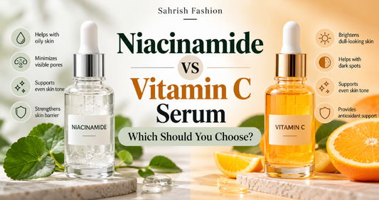 Niacinamide vs vitamin C serum comparison for oily skin, pores, dark spots, dullness and uneven skin tone