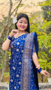 Japani Silk Skin Print Sharee with Blouse Piece