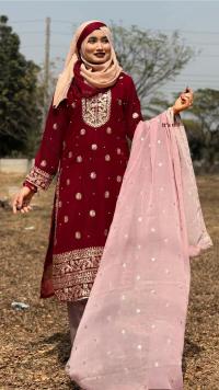 Ruby Grace Embroidered Georgette Three Piece