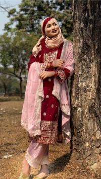 Ruby Grace Embroidered Georgette Three Piece
