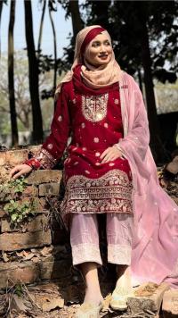 Ruby Grace Embroidered Georgette Three Piece