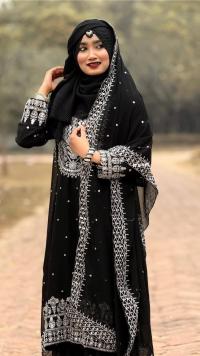 Noir Elegance Sequence Embroidered Georgette Three Piece
