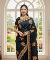 Premium Embroidery Semi Moslin Sharee