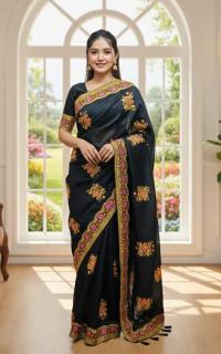 Premium Embroidery Semi Moslin Sharee