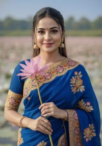 Premium Embroidery Semi Moslin Sharee