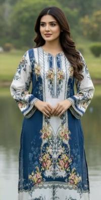 Navy Floral Ethnic Three Piece