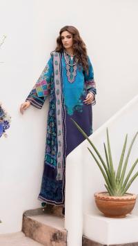 Blue Printed Lawn Three Piece
