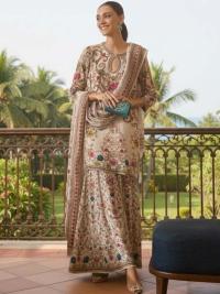 Floral Embroidery Three Piece