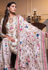Floral Embroidery Three Piece