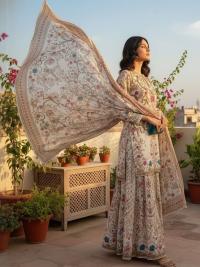 Floral Embroidery Three Piece