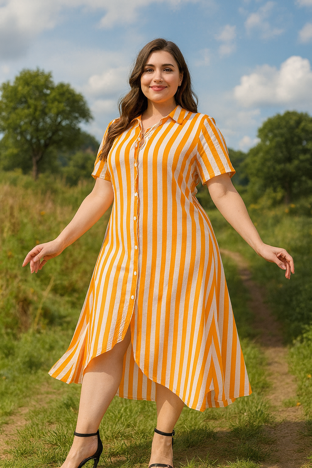 সোনালি স্ট্রাইপের স্টাইলিশ কটন টপস