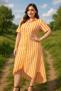 সোনালি স্ট্রাইপের স্টাইলিশ কটন টপস