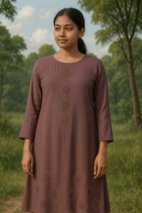 Mauve Burka with Intricate Floral Embroidery
