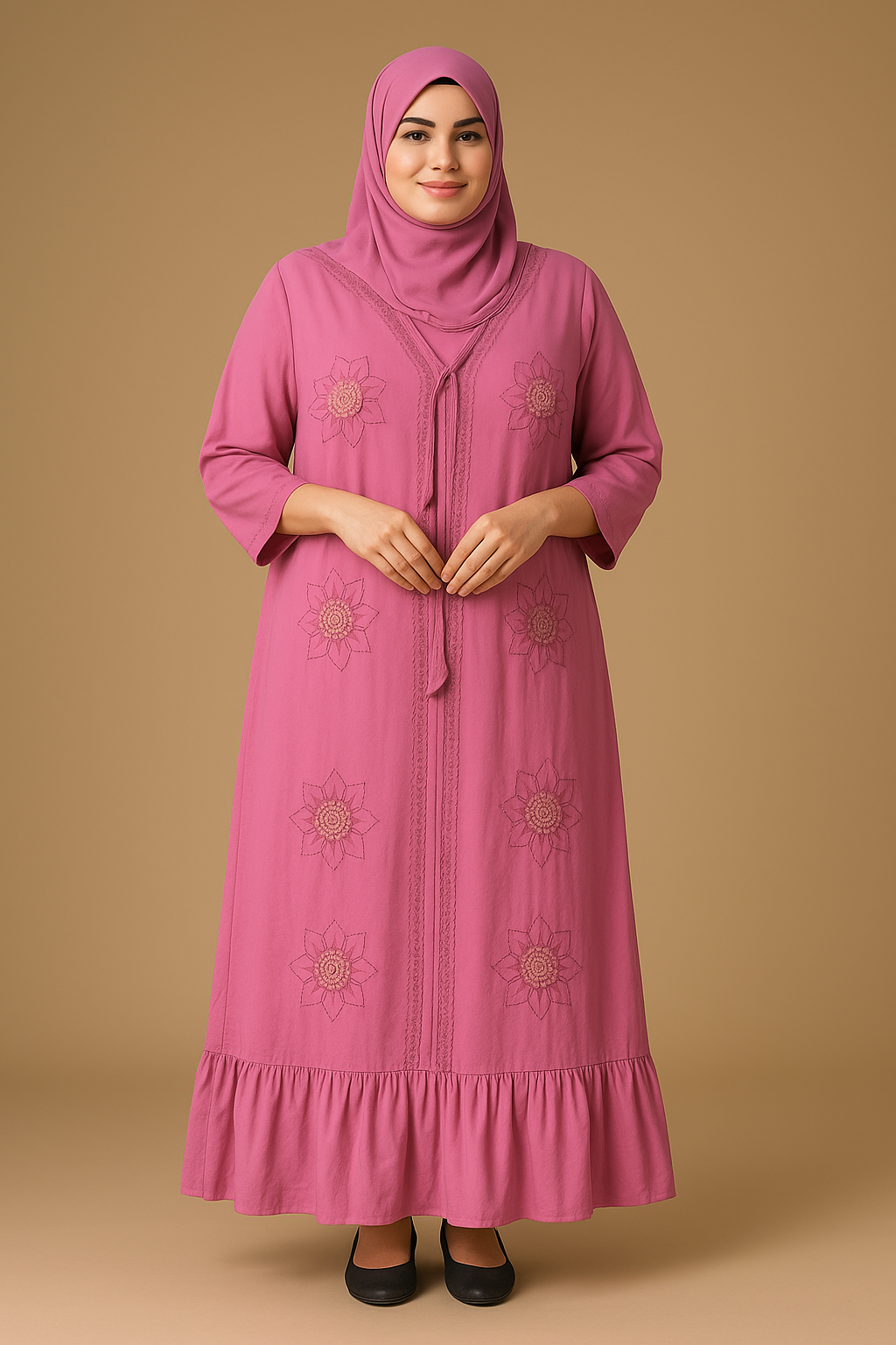 Elegant pink silk burqa