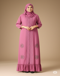 Elegant pink silk burqa