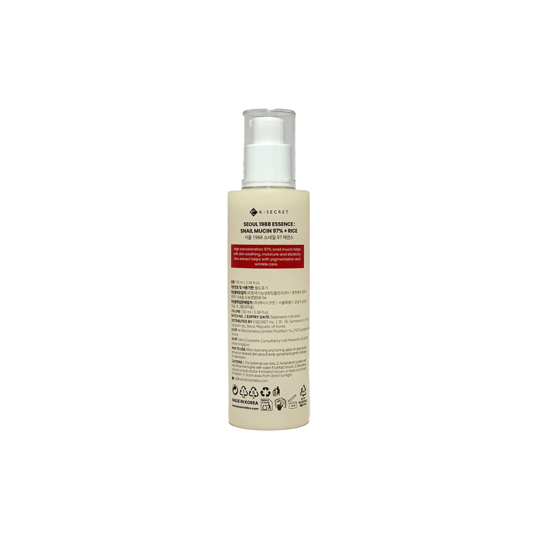 K-Secret Seoul 1988 Essence:Snail Mucin 97% + Rice 100 ml
