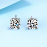 925 Silver Plate Mossanaite Diamond Cut Four Lock Earrings