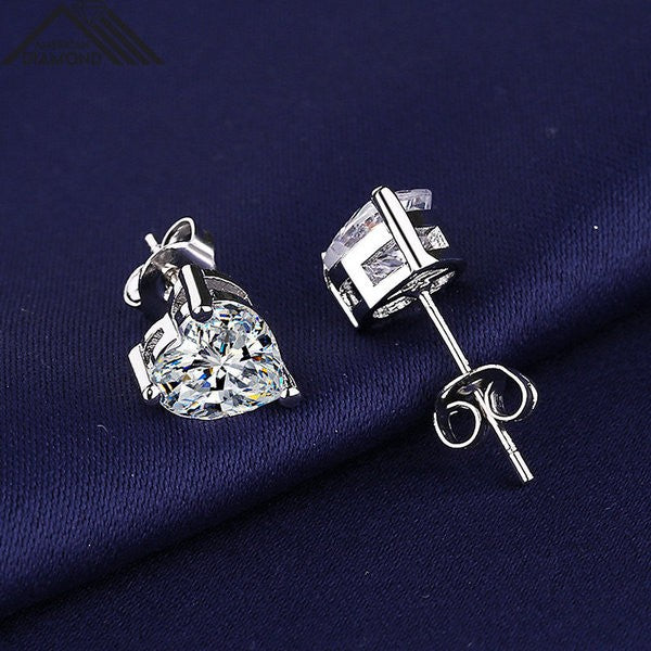 925 Silver Plate Mossanaite Diamond Cut Love Earrings