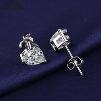 925 Silver Plate Mossanaite Diamond Cut Love Earrings