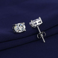 925 Silver Plate Mossanaite Diamond Cut Simple Oval Shape Earrings