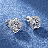 925 Silver Plated Four -leaf GrassDiamond Cut Earrings