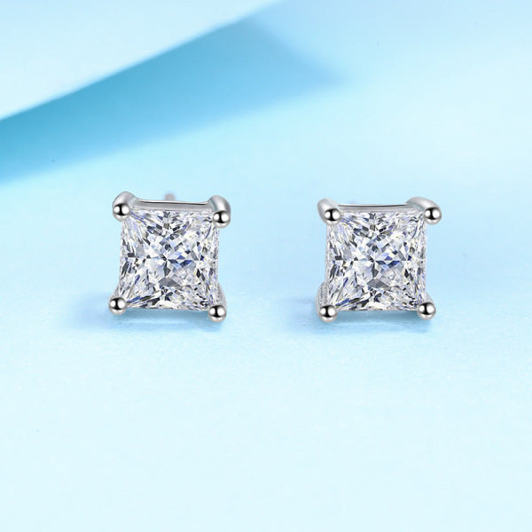 Diamond Cut Square Four Lock Earrings