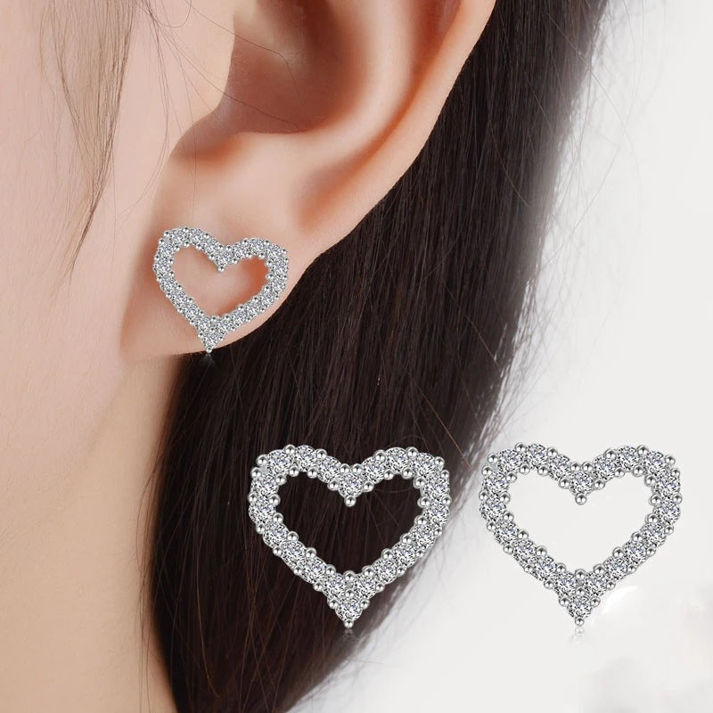 Love Shape Diamond Cut Moissanite Stone Earrings