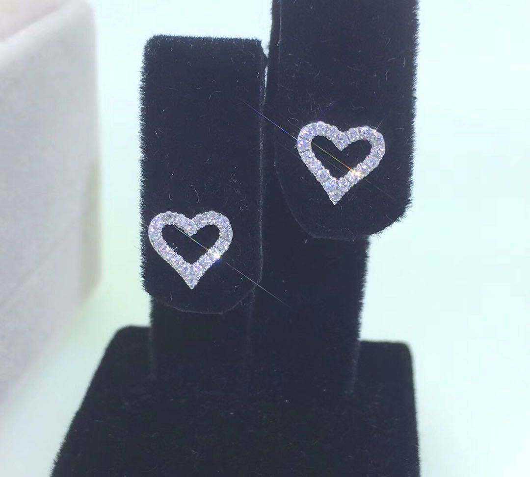 Love Shape Diamond Cut Moissanite Stone Earrings