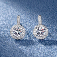 New Simple Imitation Mossanite Stone Diamond cut Round Earrings
