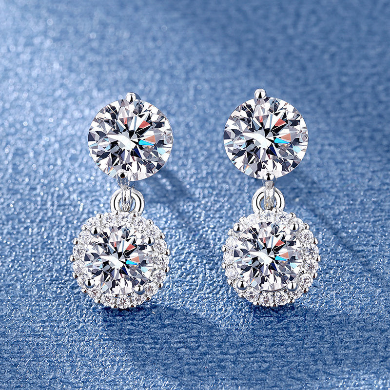 New Style Slightly inlaid super glitter Classic Diamond Cut Moissanite Stone Earrings