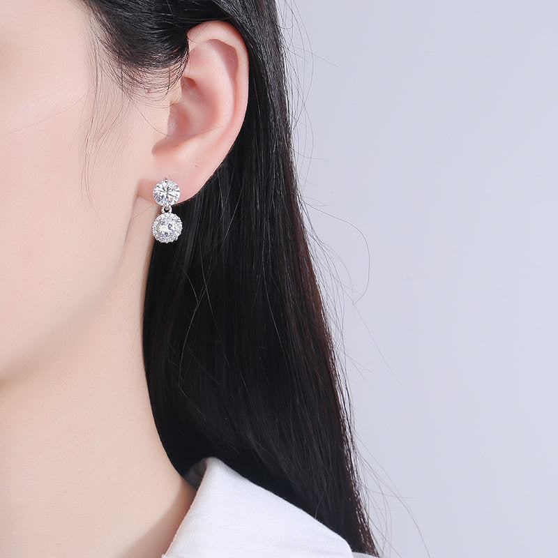 New Style Slightly inlaid super glitter Classic Diamond Cut Moissanite Stone Earrings
