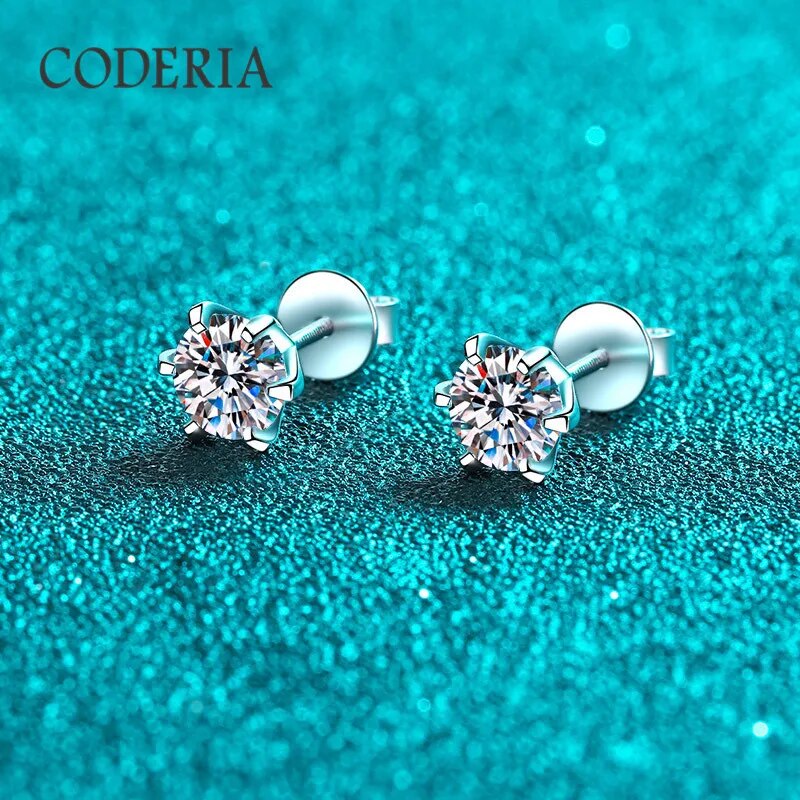 One Stone Diamond Cut Mossanite Stone Earrings