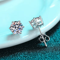 One Stone Diamond Cut Mossanite Stone Earrings
