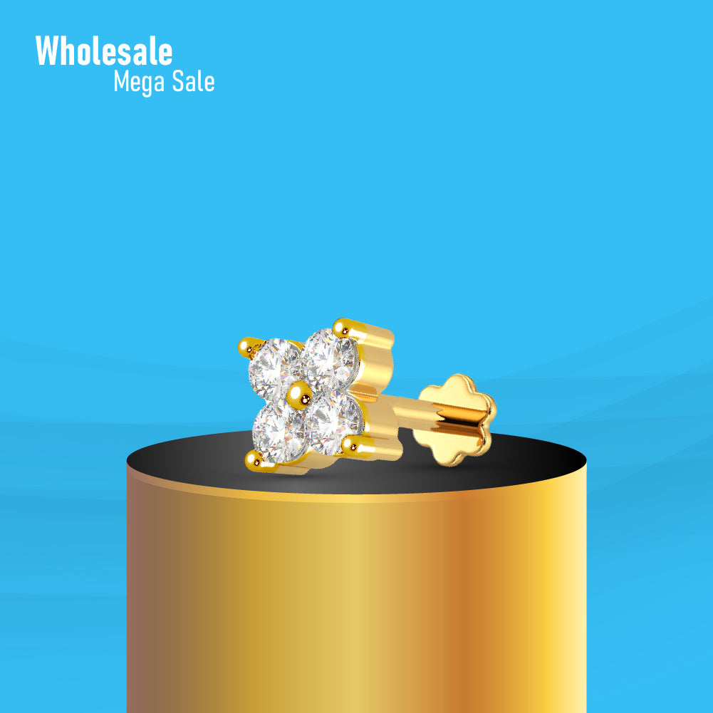 Diamond Cut Four Stone Nose Pin