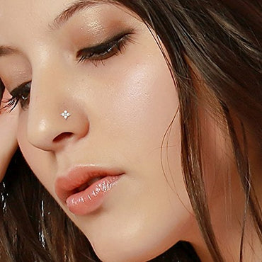 Diamond Cut Four Stone Nose Pin