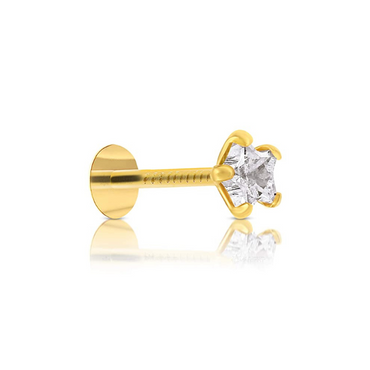Diamond Cut Star Shape, Red & Three Stone Nose Pin