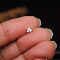 Diamond Cut Three & One Stone Nose Pin