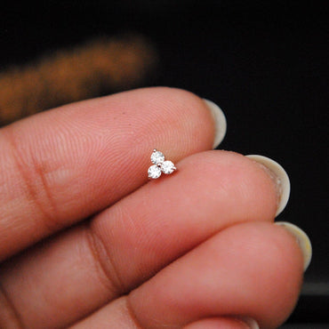 Diamond Cut Three & One Stone Nose Pin
